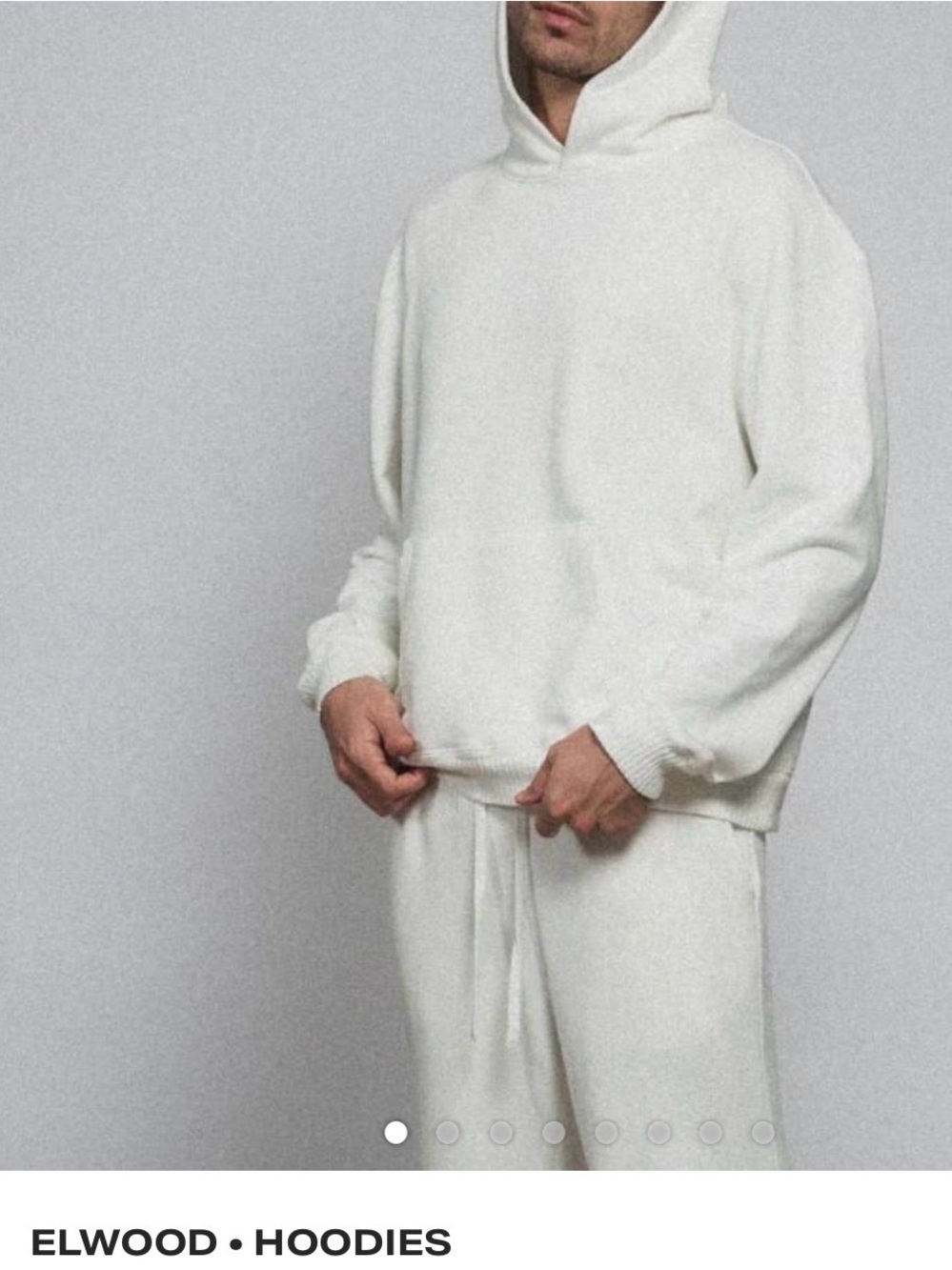 Elwood Men's White Hooded Sweatshirt
